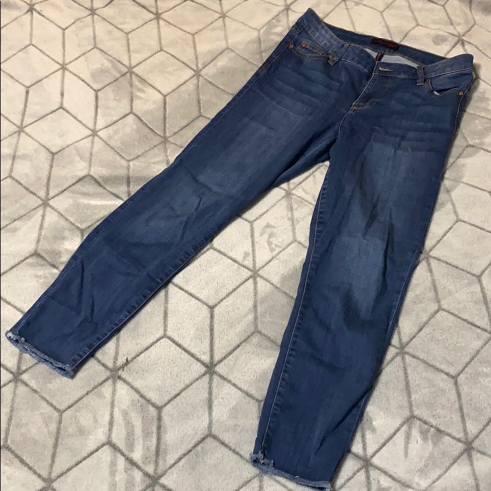 Slightly cropped blue jeans